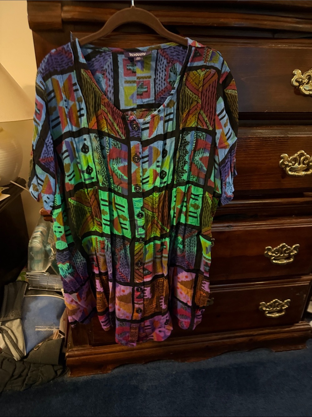 Roaman's Multicolor Geometric Button-Front Tunic